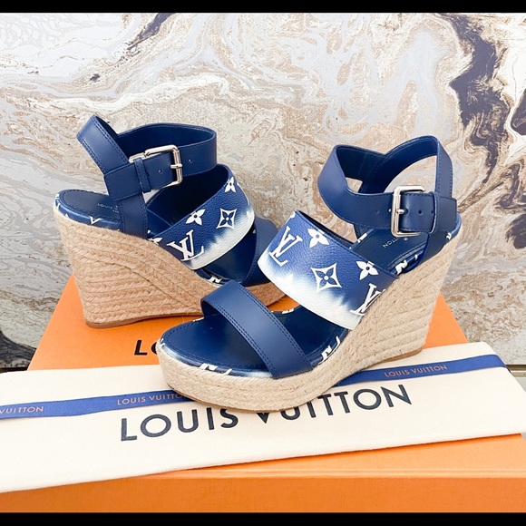 Sold! New! Louis Vuitton Monogram Escale Starboard Wedge Sandal - Picture 10 of 10